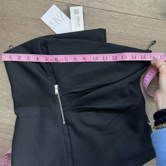 ZARA NEW WOMAN SS22 BLACK Zippered ASYMMETRIC BUSTIER - Size S NEW WITH TAG! - Picture 8 of 11